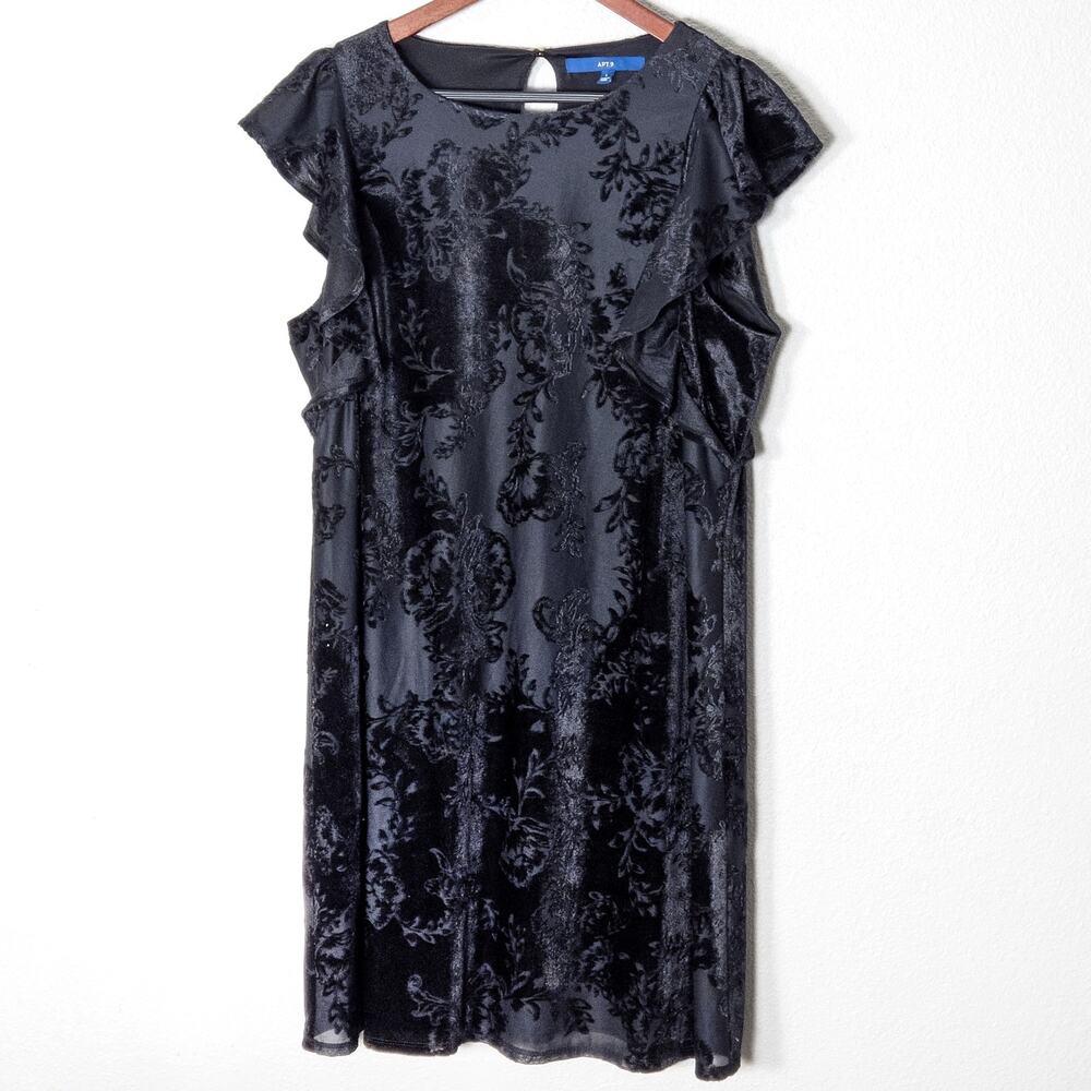 Apt. 9 Burnout Velvet Dress Black Size L Noir Femme Dark Romantic